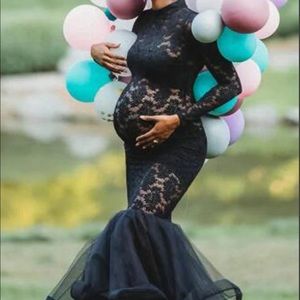 Black lace maternity dress